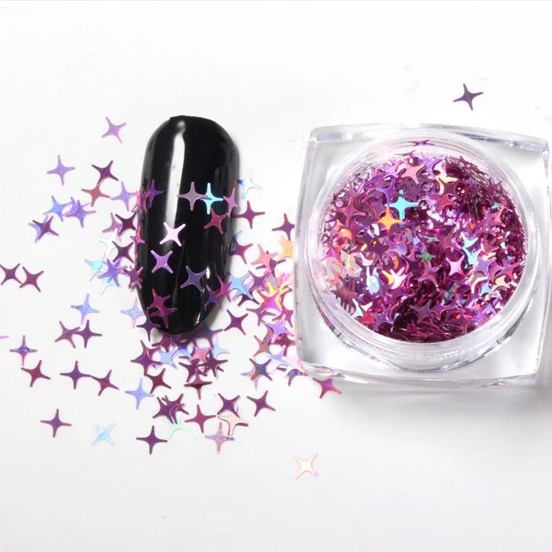 Ультратонкие голографические Блестки для ногтей 4 мм с крестиком и