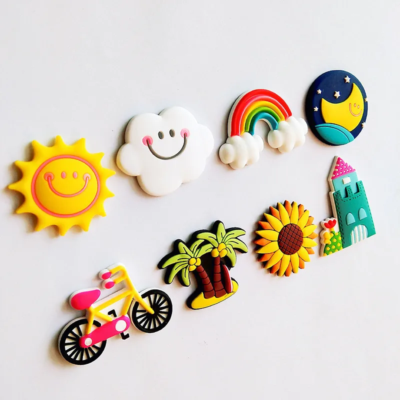 Креативный мультяшный Солнечный Радужный мягкий стикер на холодильник
