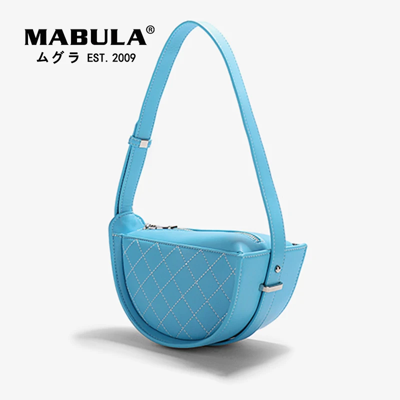 

MABULA Стеганая Кожаная сумка через плечо с полулуной и верхней ручкой, сумки, Простой Стильный клатч, кошельки
