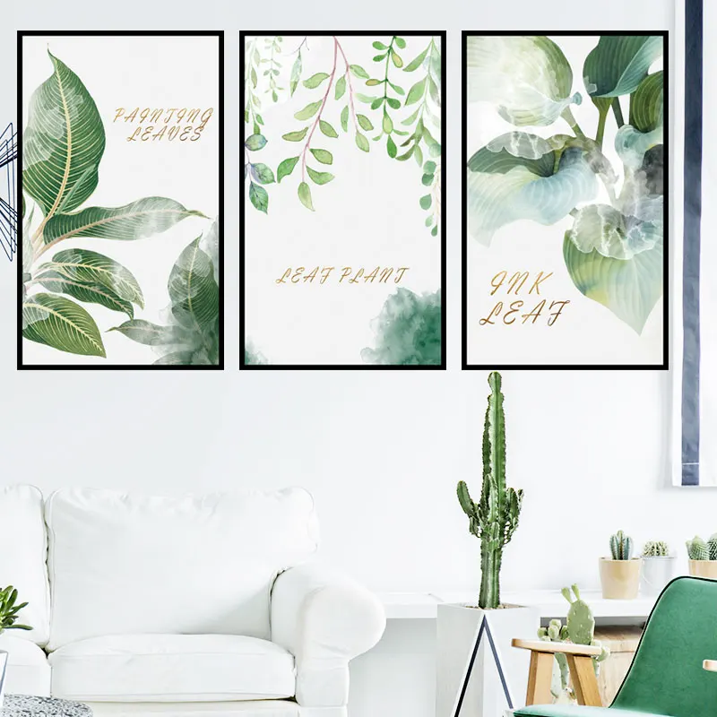 Green Plant Wall Sticker Nordic Style Flower Home Decor Poster Living Room Bedroom Decals Mural Wallpaper | Дом и сад