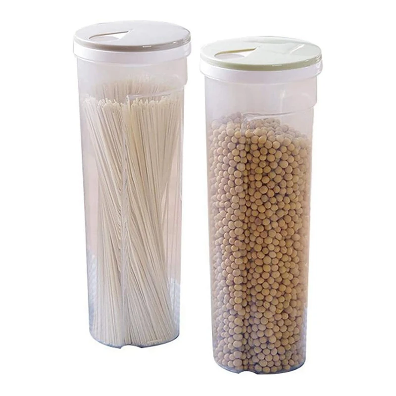 

2 Pieces Of Pasta Container Transparent Plastic Pasta Food Storage Box With Lock Lid Bean Straw Grain Storage Container