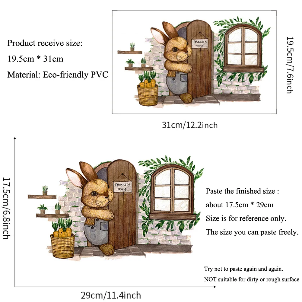 Наклейки на стену с рисунком кролика из мультфильма для детской комнаты гостиной