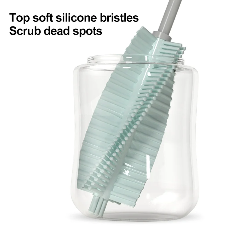 

Silicone baby bottle Brush Multifunctional Long Handle Cleaning Rotary Long Handle Scrubbing Baby Milk Bottle Brush Cleaner
