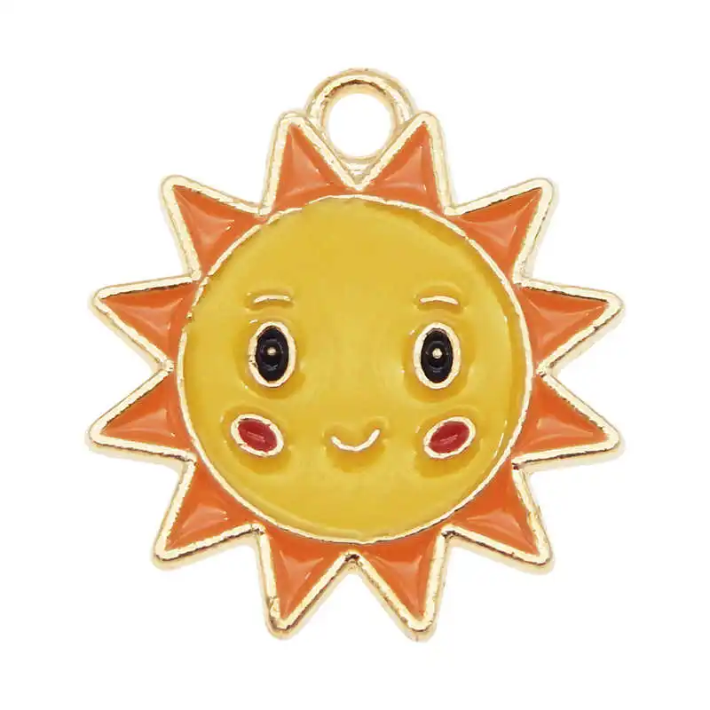 

Julie Wang 5PCS Enamel Cartoon Sun Charms Colorful Alloy Drop Oil Metal Pendants Bracelet Jewelry Making Accessory