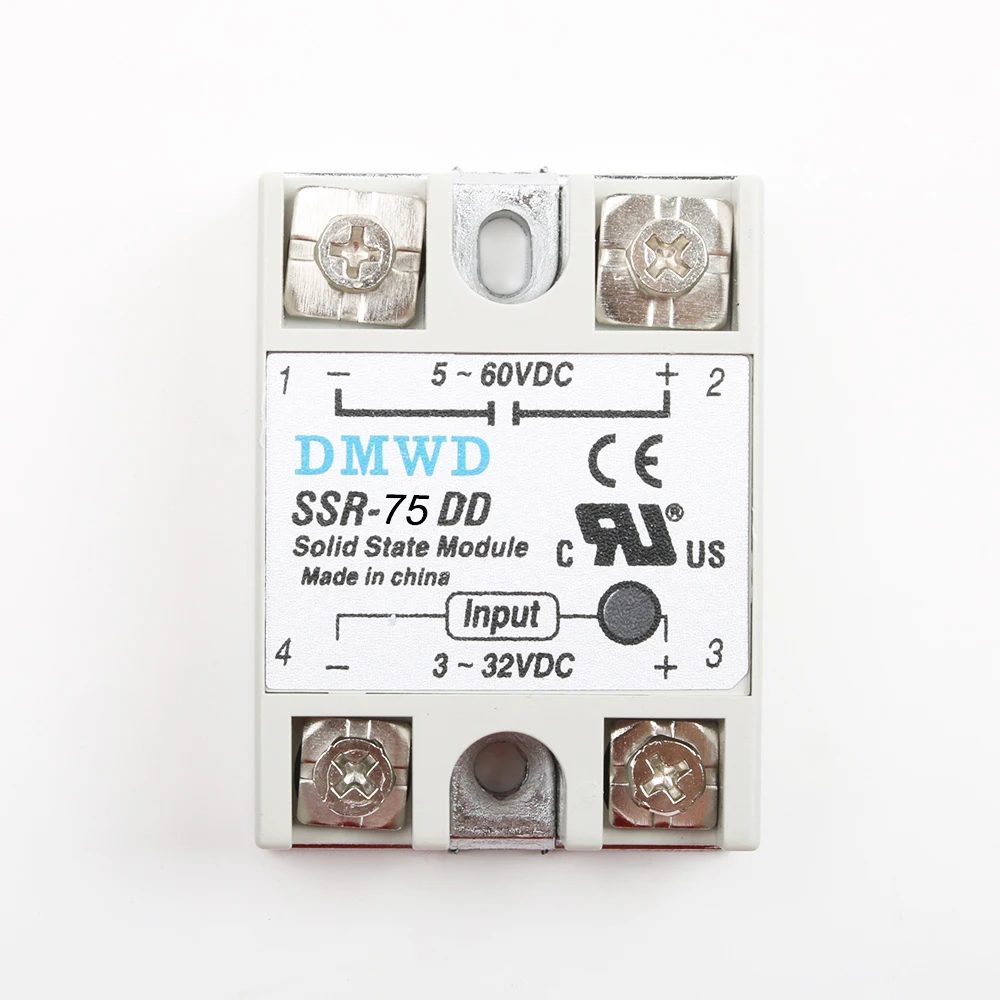 Твердотельное реле SSR-60DD SSR-75DD фактически 3-32V DC TO 5-60 SSR твердотельное с радиатором |