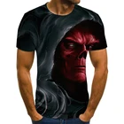 Мужская футболка ужасов, модная Новая Летняя мужская футболка с коротким рукавом, Повседневная футболка для мужчин с 3D принтом черепа в рок, 2020