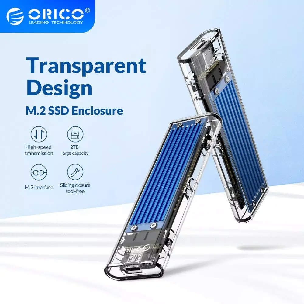 ORICO M2 SSD чехол NVME HDD корпус M.2 для Тип USB C прозрачный жесткого диска PCIE NGFF SATA м/B Ключ