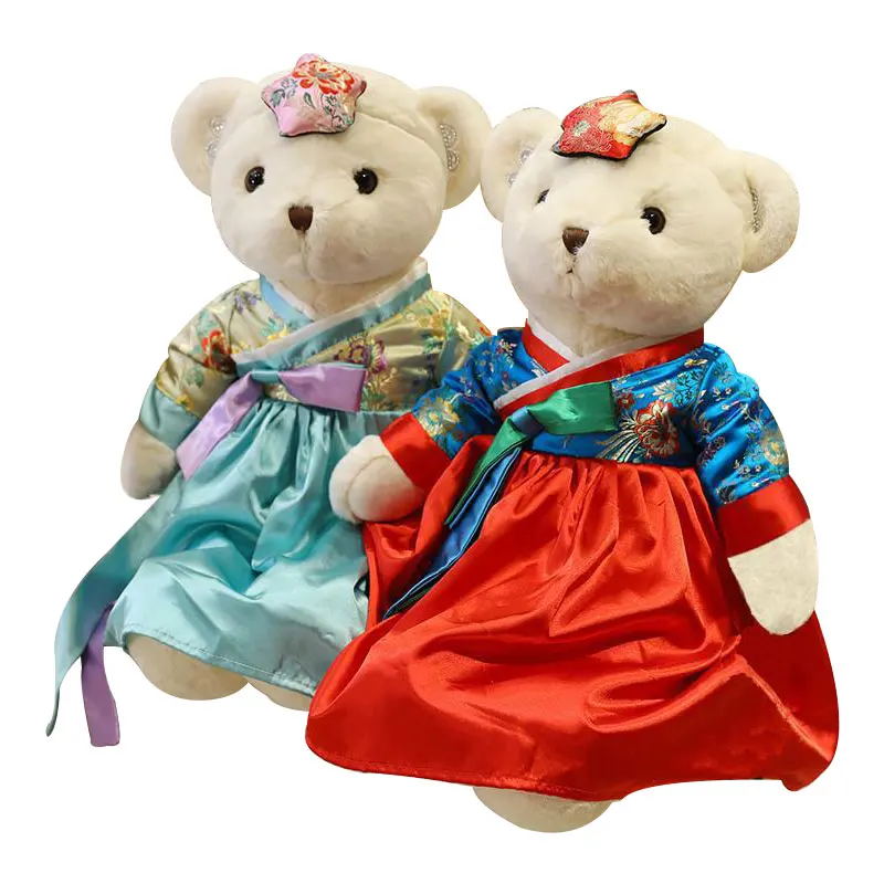 

1PC 45CM Lovely Couple Teddy Bear with Hanbok Wedding Bear Plush Toys Dolls Stuffed Toy Kids Baby Children Girls Christmas Gifts