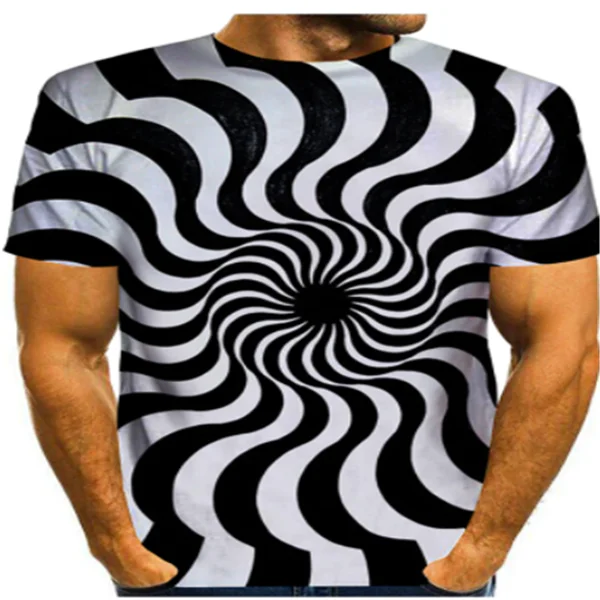 

2021 new casual men's T-shirt summer fashion short-sleeved 3D round neck top visual pattern shirt oversized male T-shirt