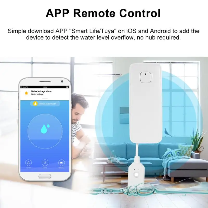 

Wifi Water Leakage Alarm Water Leak Sensor Detector Flood Alert Overflow Security Alarm System Remote Control For Alexa Google