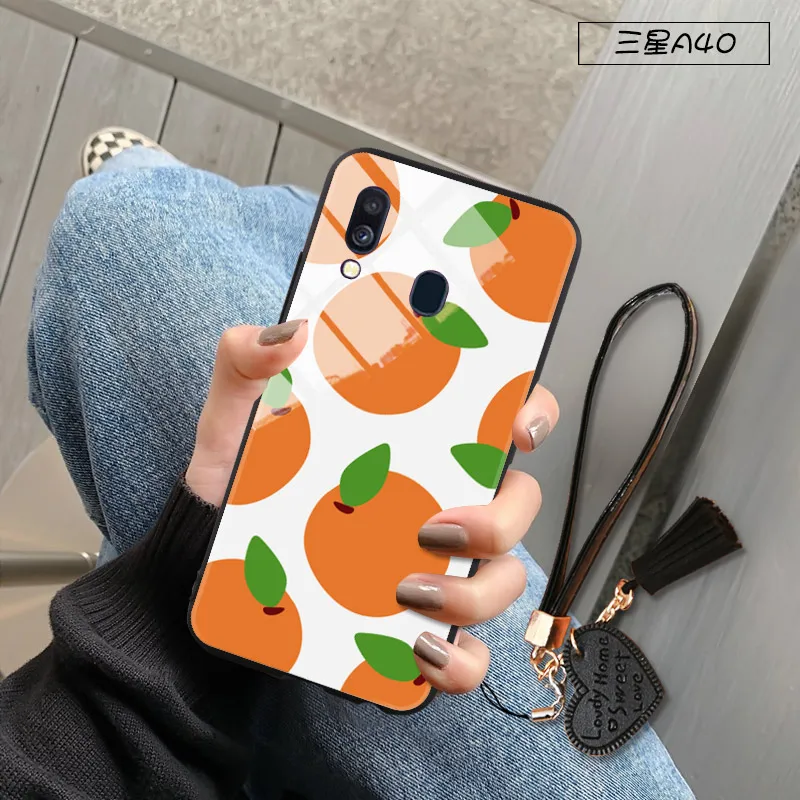 Glass Case For Samsung Galaxy A10 A20 e A30 A40 A50 A80 A90 A5 A7 A8 J5 J4 2017 2018 A21 A51 A71 A81 S11 Plus Lite Fruits Cover | Мобильные