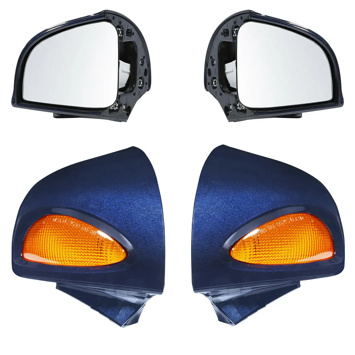 

Motorcycle Dark Blue Rear View Mirrors Amber Turn Signals Fits For BMW R1150RT R1100RT R850RT R1100RTP