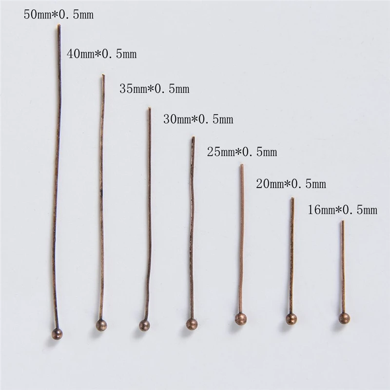 

200 Pcs/Lot Copper Ball Head Pins for Earrings 16/20/25/30/35/40/50mm Needles DIY Accessories for Jewelry Making Supplies