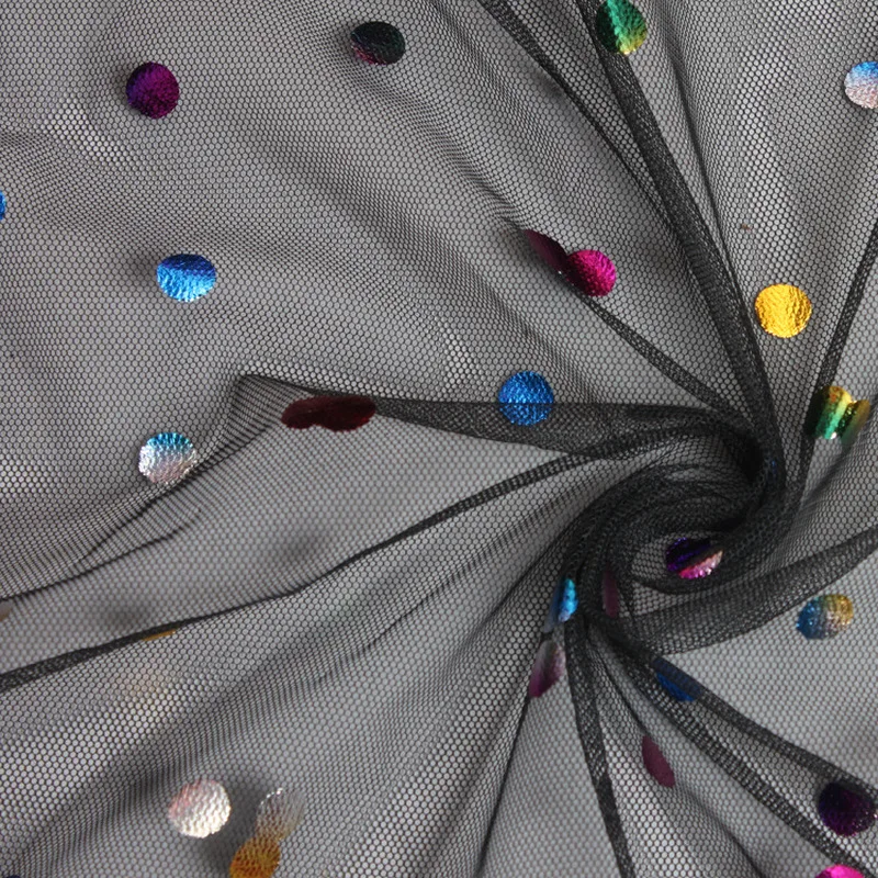 Ширина 1 6 м к требованиям заказчика Сверкающие Красочные Волновой Точки вуаль с