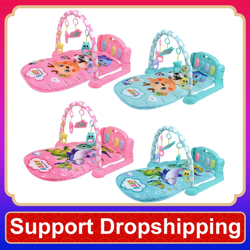 

Baby Play Mat With 5 Hanging Toys, Kick Play Piano Gym Mat Infant Playmat Early Education Crawling Game Pad Toy Gift For Kids