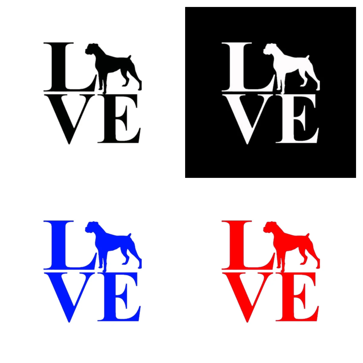 

Creative LOVE Boxer Dog Car Stickers Laptop Accessories KK Vinyl Motorcycle Decal Styling Waterproof Sunscreen PVC 12cm*12cm