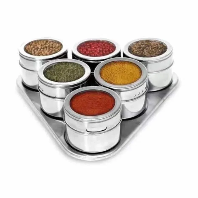 

6 PCS Kitchen stainless steel seasoning pot, magnetic seasoning box, wall hanging seasoning box, magnet seasoning bottle