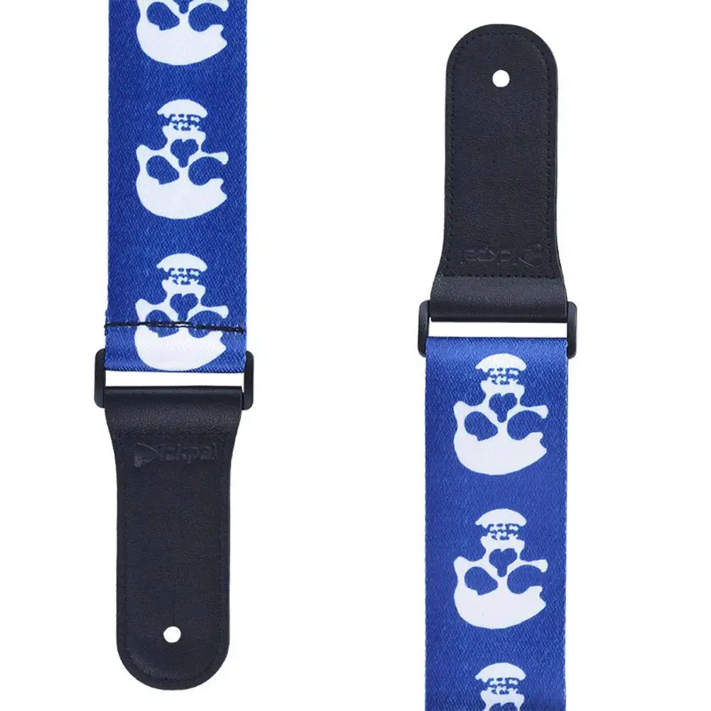 

PT-302 Guitar Strap Blue Printed Leather Head Strap for Electric Guitar and Bass Guitarra Accessories String Musical Instrument