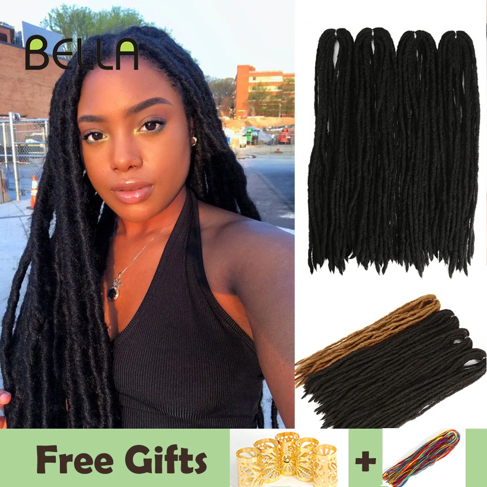Накладные волосы Bella Dreadlocks черные коричневые синтетические 60 прядей дредлока для