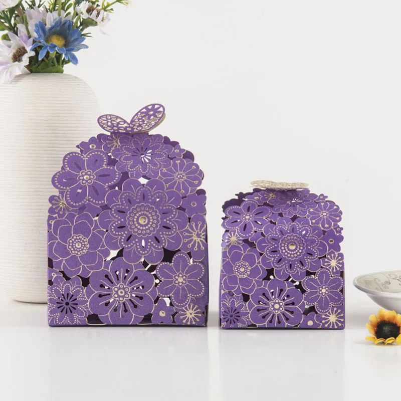 

100pcs Packaging Kraft Paper Bags Cake Candy Box Butterfly Ornaments Wedding Decoration Event Party Favors Table Accessories
