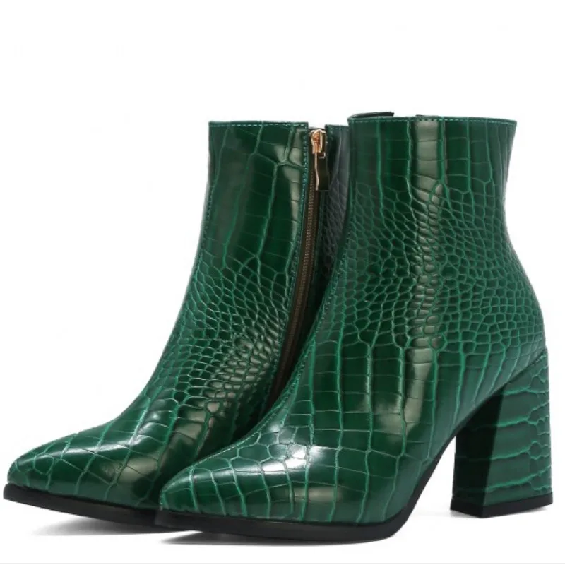 

Fanyuan High quality women ankle boots sexy new pointed toe zipper female thick high heels chelsea female boots shoes