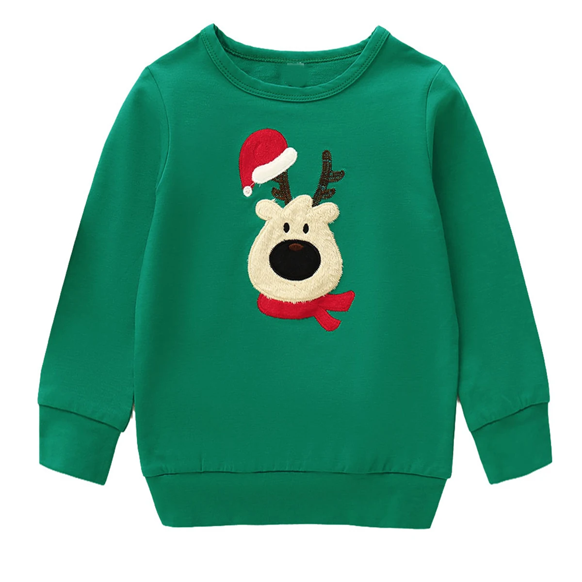 Dad M Christmas Clothes Mom Dad Kids Green deer head Long Sleeve Pullover Sweatshirt Jumper Family Matching Warm Autumn Casual Tops - Color: Dad M