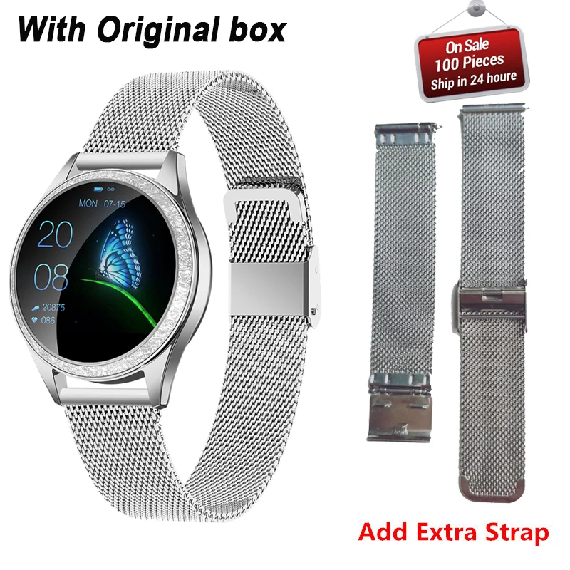 add extra strap KW20 женские Смарт-часы, модный прекрасный браслет, монитор сердечного ритма, мониторинг сна, умные часы для IOS Android PK H8 S3 KW10, ремешок - Цвет: add extra strap