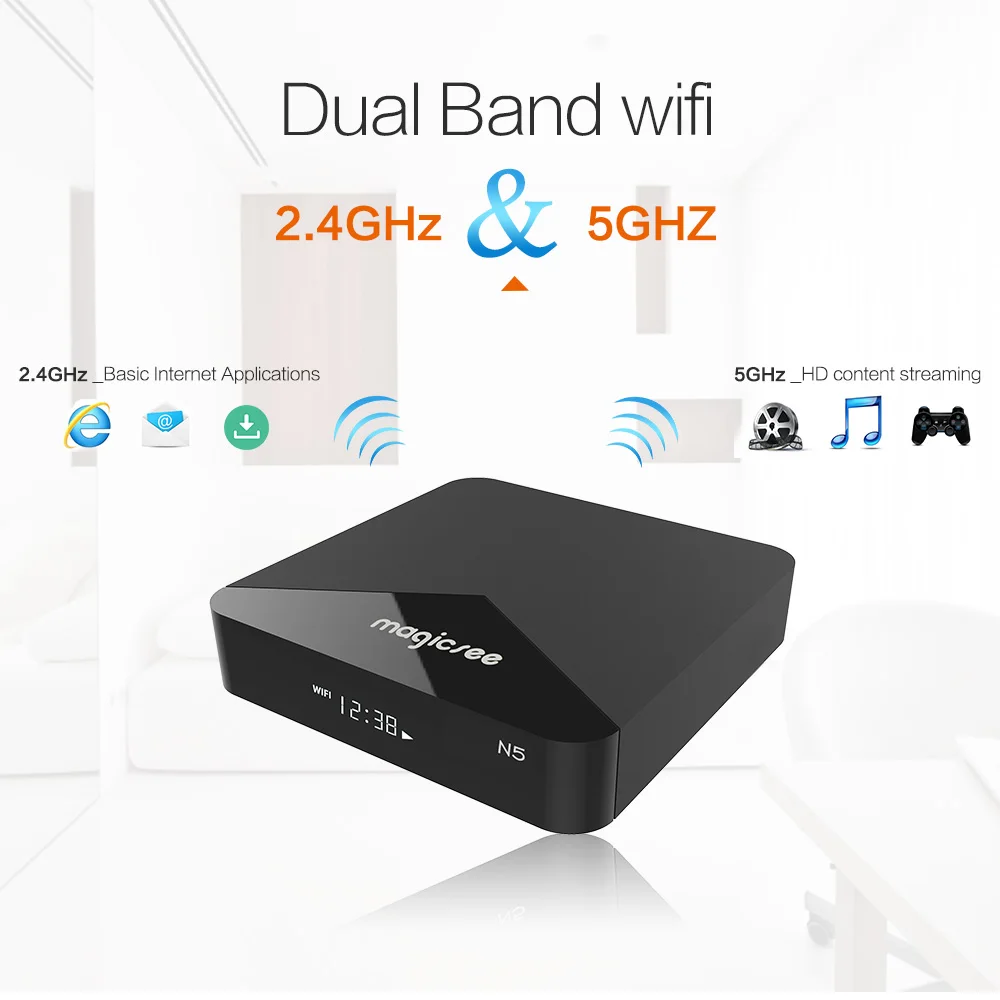Magicsee N5 android 7,1 smart tv box Amlogic S905X четырехъядерный 2 ГБ 16 ГБ android box 2,4G+ 5G Wifi BT4.1 телеприставка 4k медиаплеер