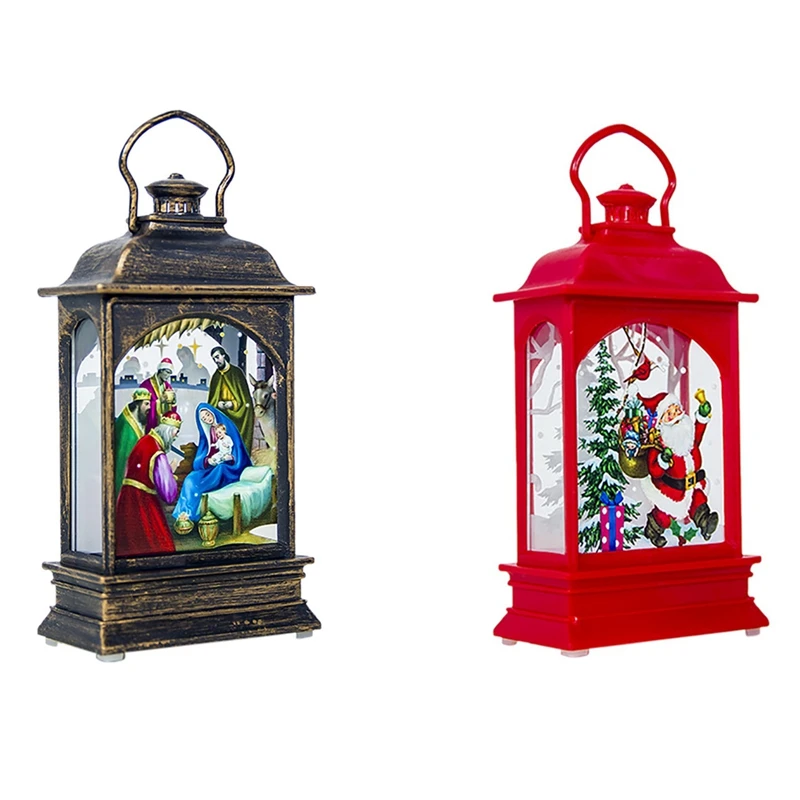 2x Креативный светодиодный светильник мини деревянный дом Рождественская елка