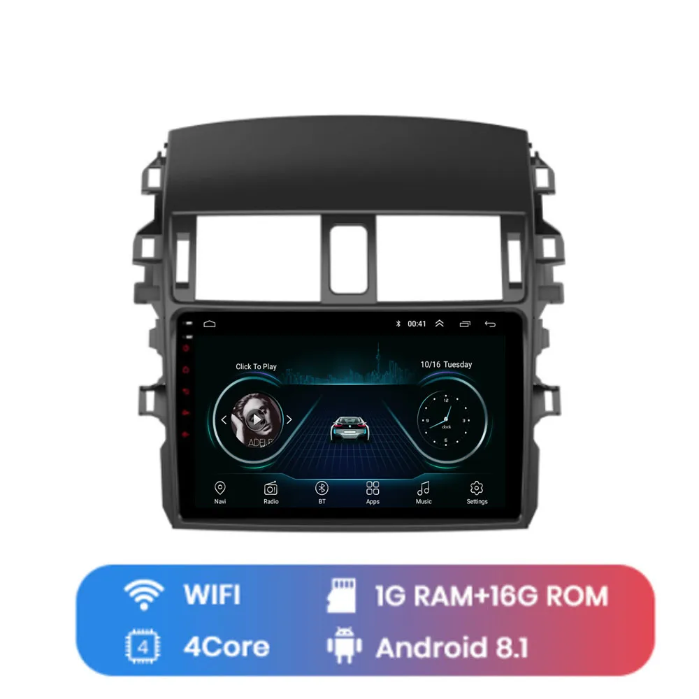 WIFI (1G 16G) 4G LTE Android 8,1 подходит для TOYOTA Corolla 2008 2009 2010 2011 Мультимедиа стерео автомобильный dvd-плеер навигация gps радио - Цвет: WIFI (1G 16G)