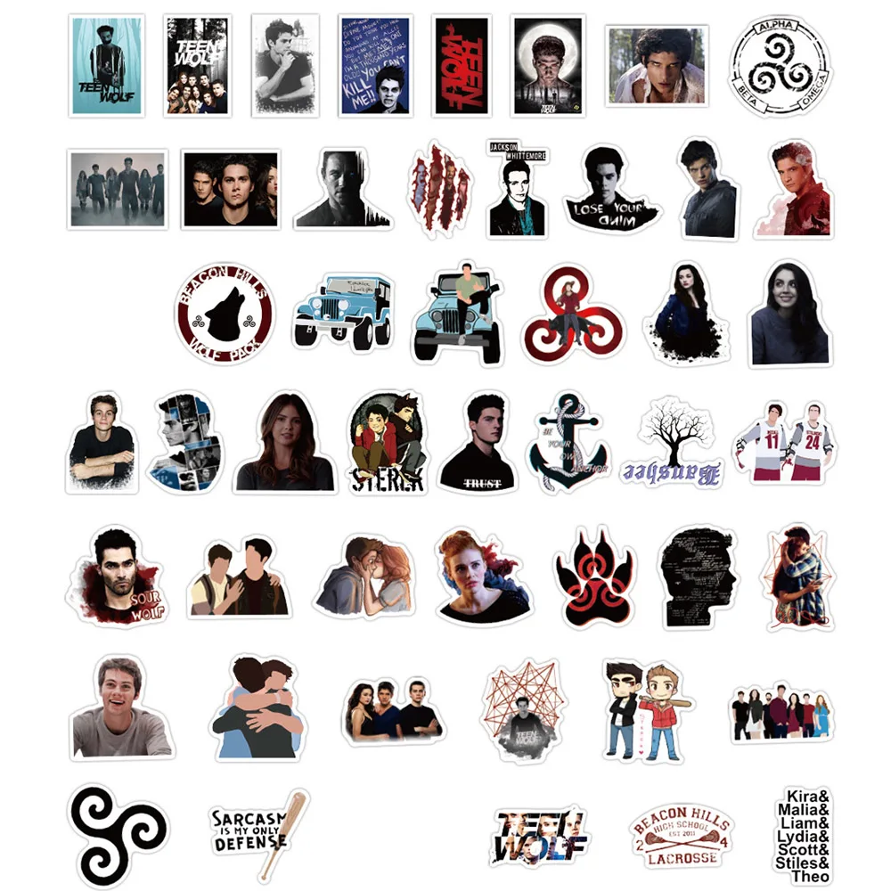 

50PCS TV Series Teen Wolf Sticker Waterproof Vinyl Graffiti Stickers Pack to DIY Motorcycle Helmet Phone Laptop Suitcase Guitar