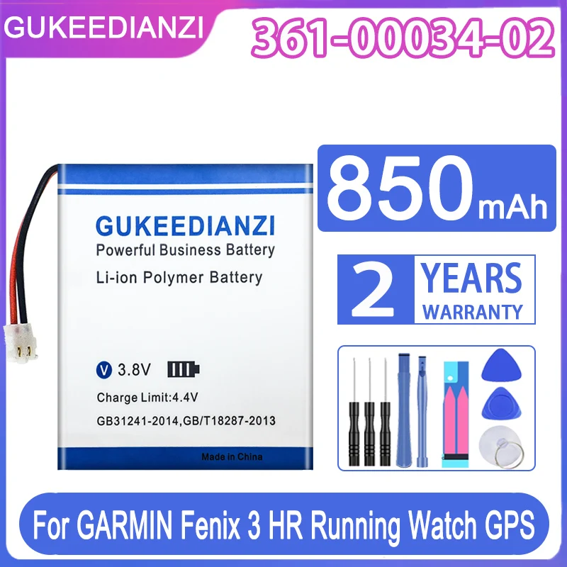850mAh аккумулятор GUKEEDIANZI 361 00034 02 для Garmin Fenix 3 HR Fenix3 GPS спортивные часы