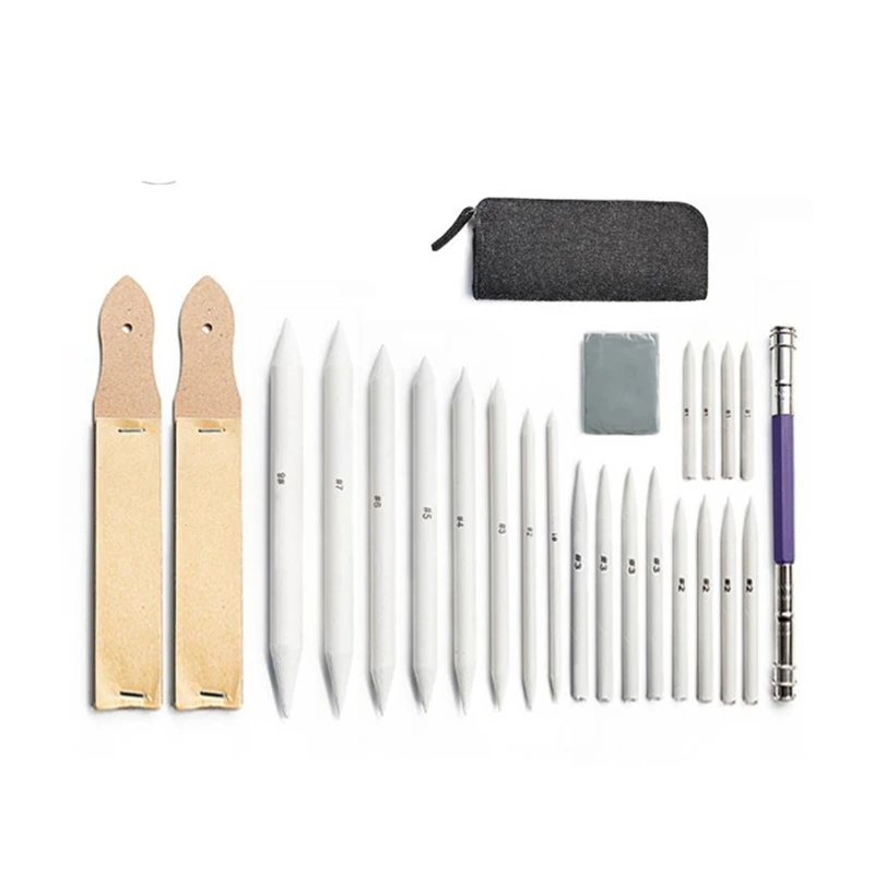 

24 PCS Paper Blending Stumps and Tortillions Set Drawing Tool Sandpaper Pencil Eraser for Student Artist Charcoal Sketch