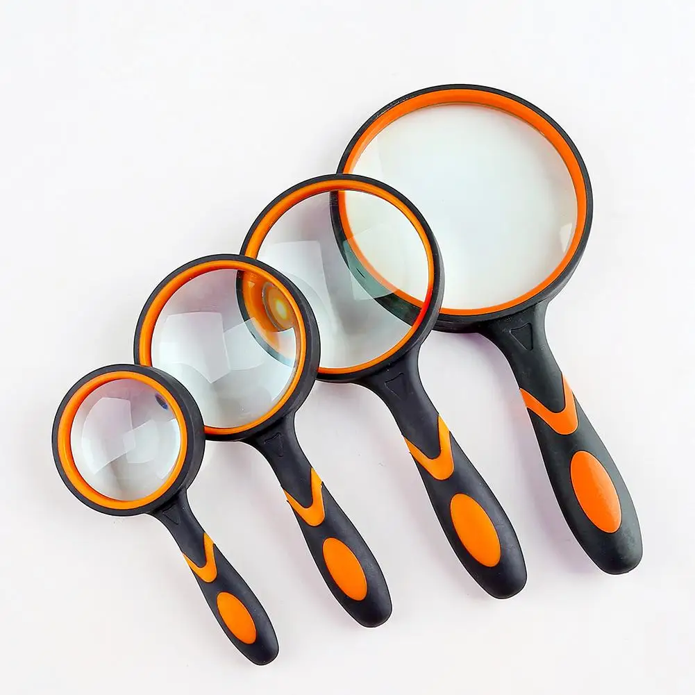 

10X/8X/4X/3X Rubber Handle Glass Lens Magnifier Portable Handheld High Magnifying Glass for Reading Newspaper Jewelry
