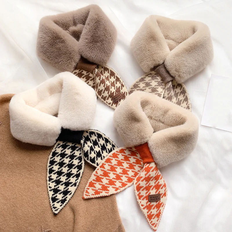 Новинка 2021 зимний толстый теплый воротник из кроличьего меха шарф вязаный шейный