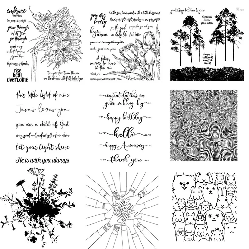 

Clear Samps Sunflower Tulip Trees Arm Bears Puppies 2020 For DIY Scrapbooking Photo Album Cards Making Decor New Stamps