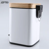 home office storage metal dust with a cosmetic pedal3l made of real bamboo toilet with soft white clasp recycling garbage basket