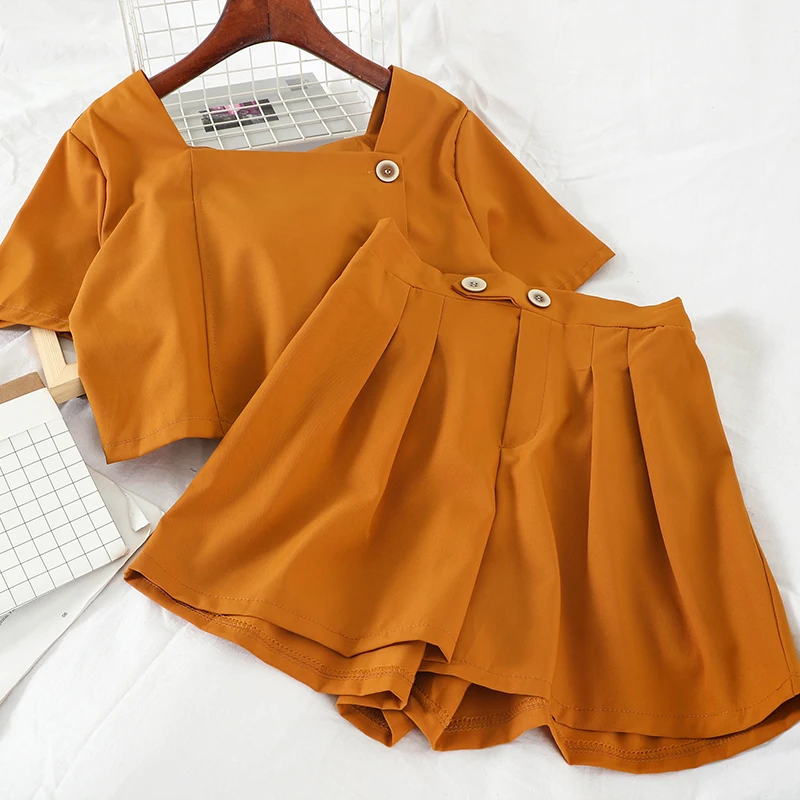 2019 Новая модная женская одежда рубашка + шорты костюм из двух предметов Женский