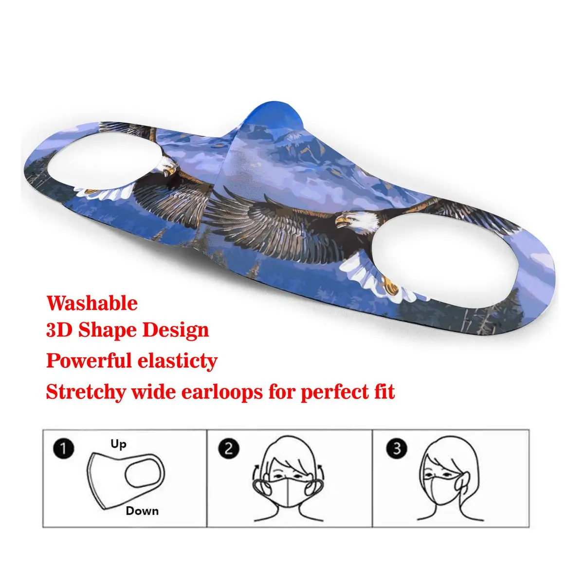 

Dust Mask Flying Bird Eagle Frameless Mouth Face Mask for Adult Kids Windproof Washable Reusable