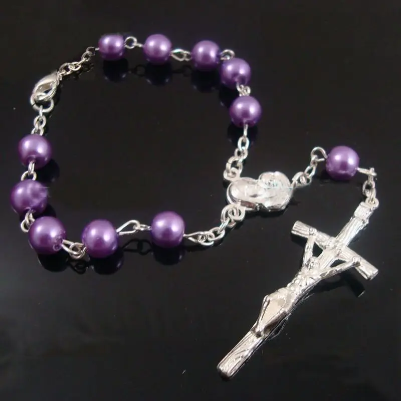 Браслет из стекла с жемчугом и крестом QIGO религиозные украшения | Украшения