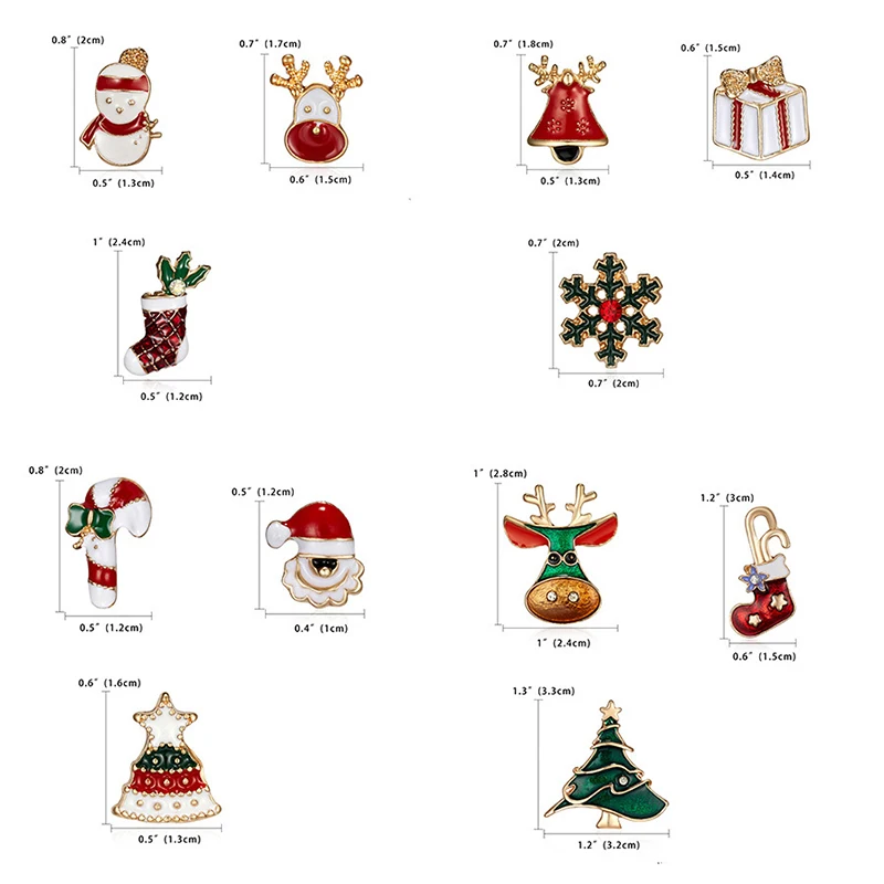 

Trendy Christmas Brooch Set with Paper Card Santa Claus Crutches Elk Acrylic Snowman Hat Christmas Brooch Badges Pins for Women