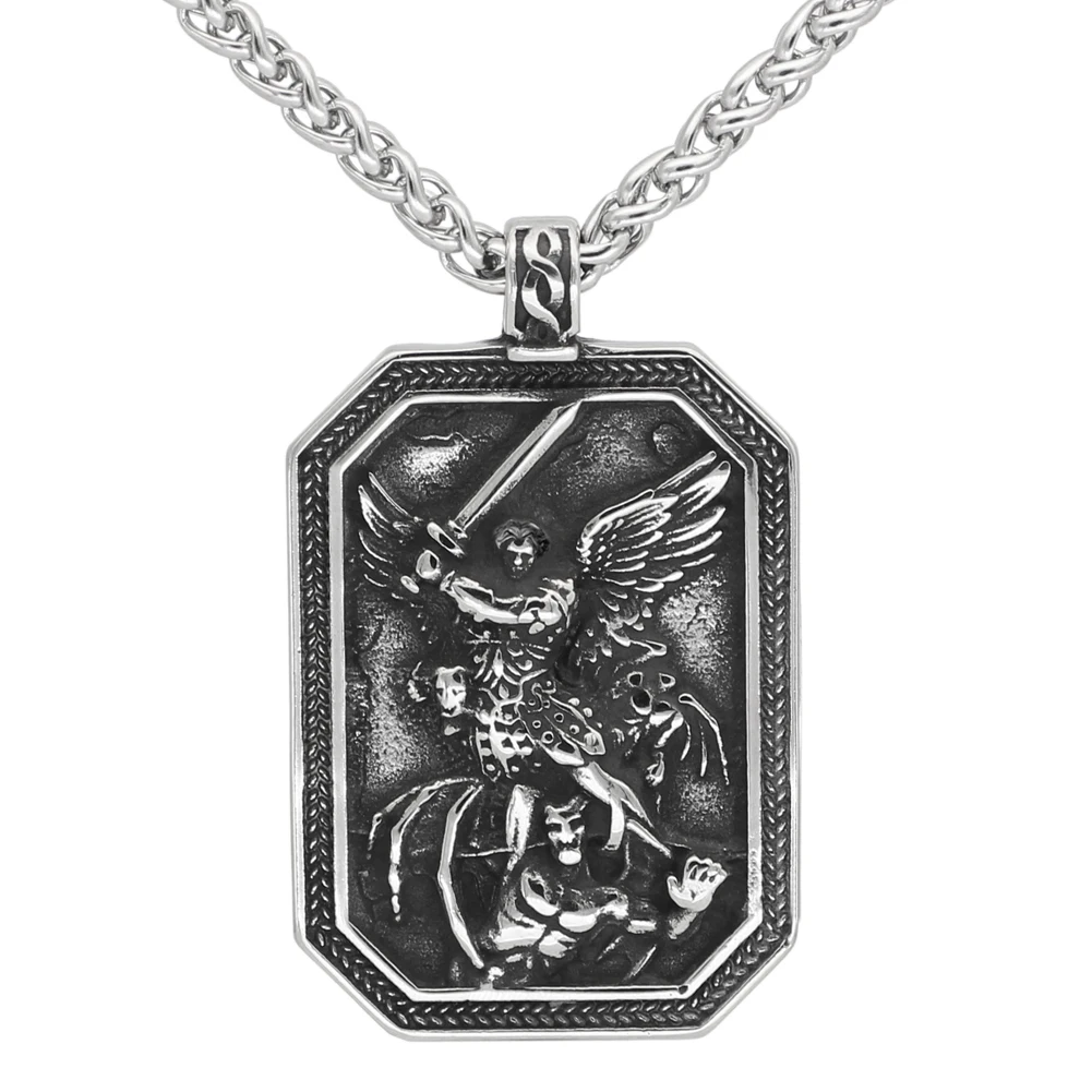 Ожерелье из нержавеющей стали с изображением св. Майкла арчанелого