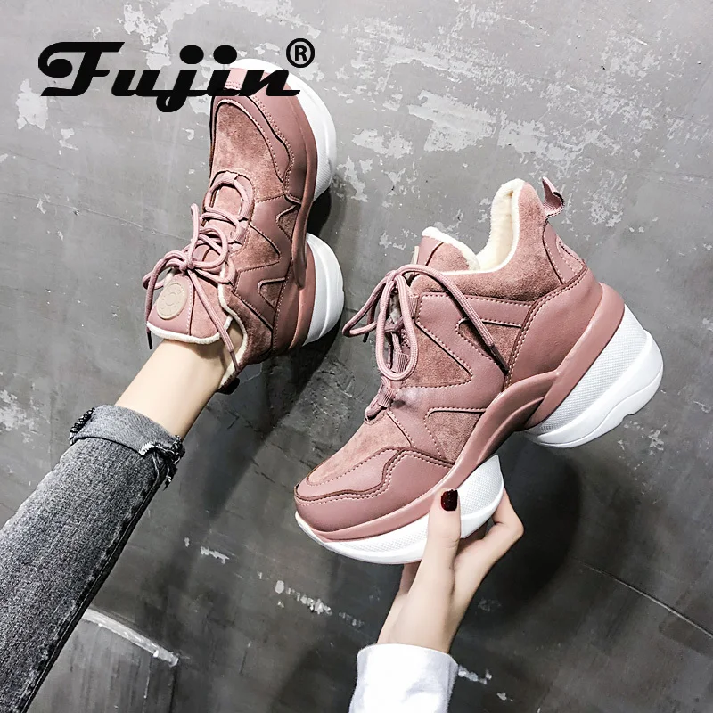 Fujin/зимние кроссовки из флиса и хлопка Модные плюшевые Прямая поставка