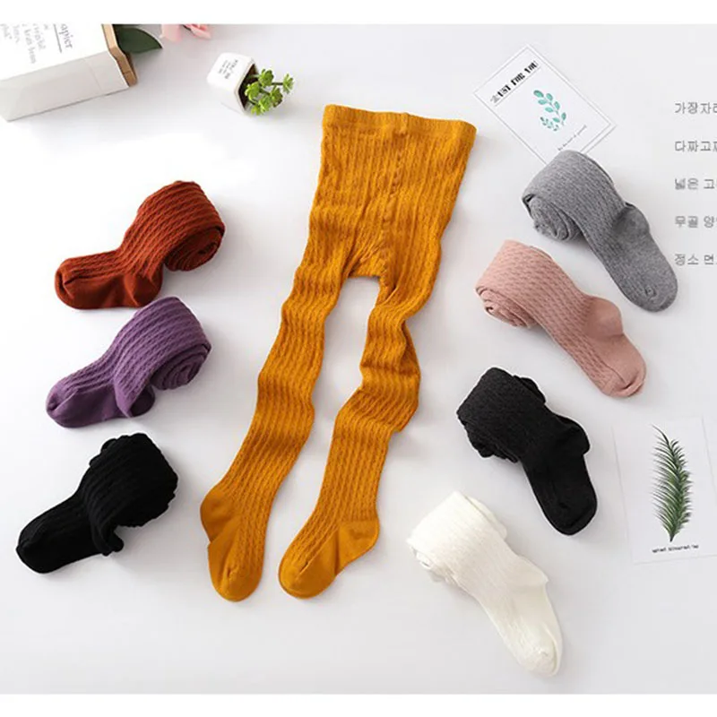 Осенне-зимние детские колготки Лидер продаж чулки в рубчик для маленьких девочек