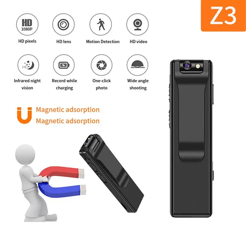 

Мини-камера Z3 1080P для домашних видов спорта, цифровая Магнитная камера безопасности с датчиком движения, маленькая видеокамера, Карманная к...