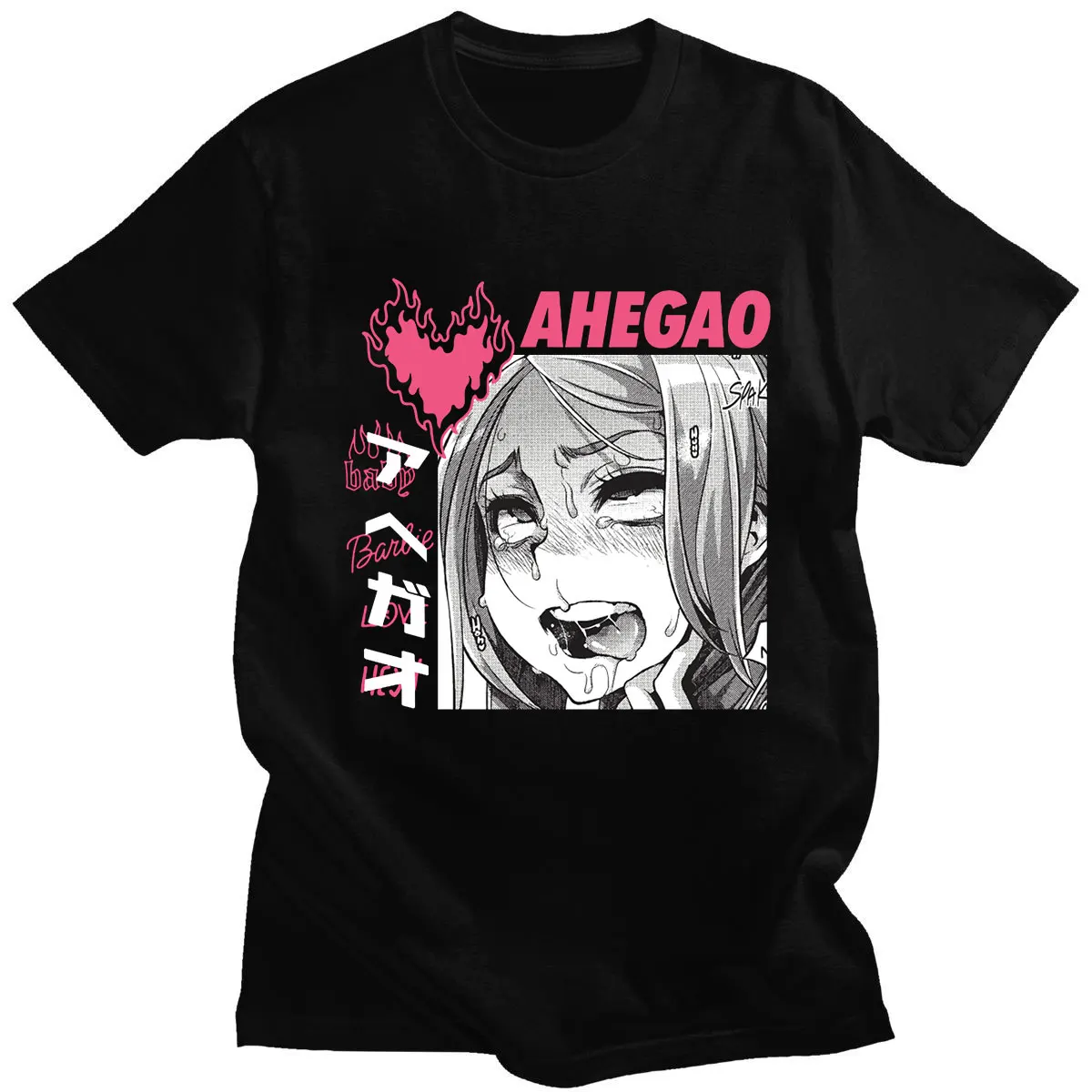 Летние костюмы Hentai Ahegao из 100% хлопка с короткими рукавами свободная повседневная