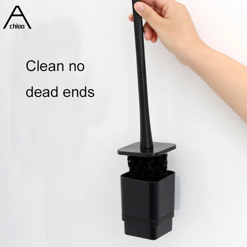 black toilet brush with holder plastic wall mounted corner brushes modern bathroom cleaning tool set wc washing accessories free global shipping