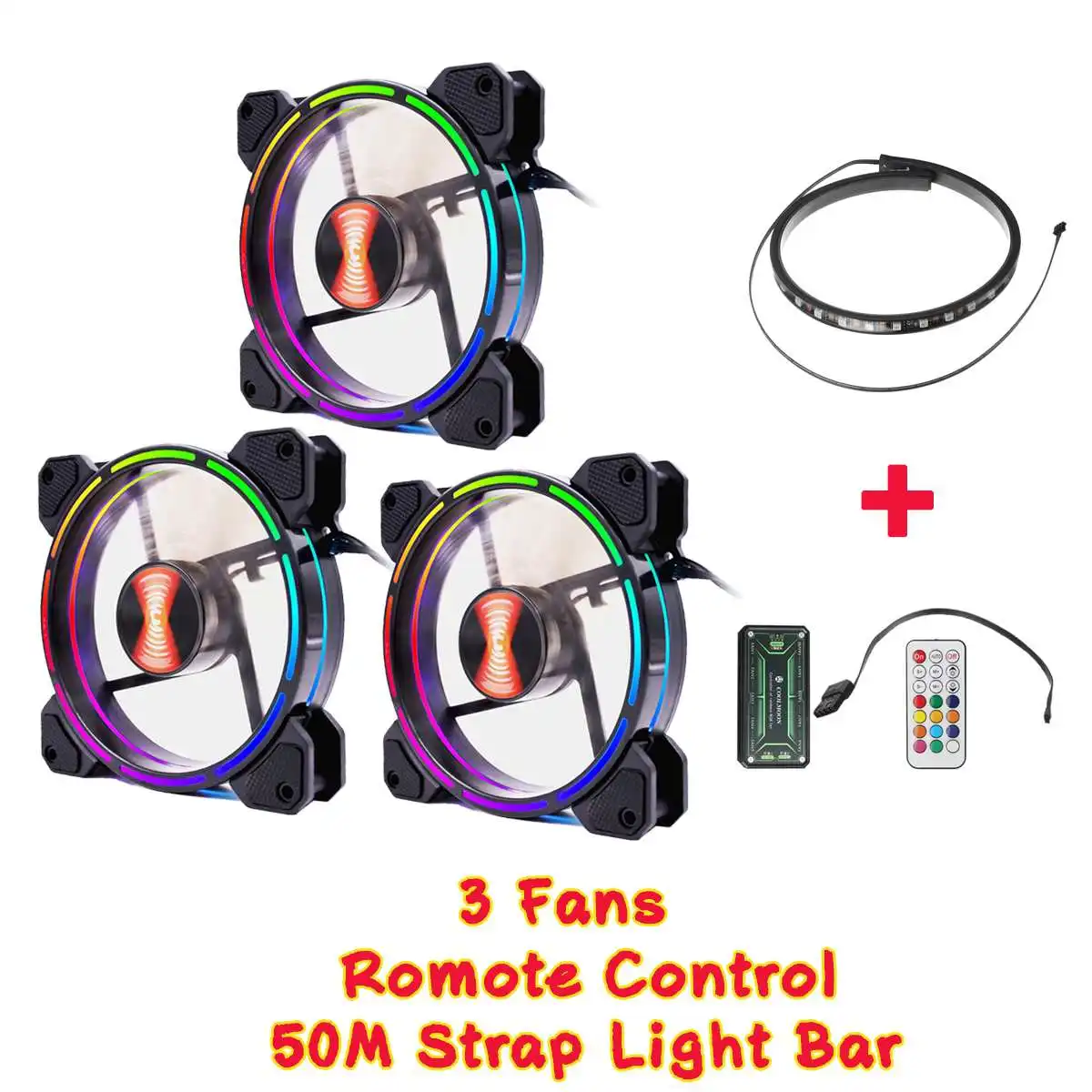 3 fan set 120 мм кулер вентилятор двойной Aura DC 12 В RGB PC Вентилятор охлаждения для компьютера бесшумный игровой чехол с ИК-пультом дистанционного управления светодиодный светильник - Цвет лезвия: 3 fan set