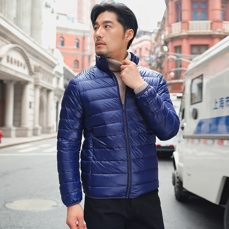 Fitaylor 2021 Men Autumn White Duck Down Jackets Fashion Hooded Plus Size S-7L Ultralight Coat Portable Slim Parkas |