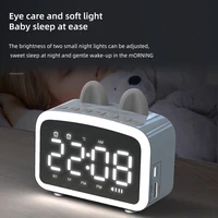 6 in 1 multifunction cute wireless bluetooth compatible speaker night light mirror alarm clock radio player child table clock